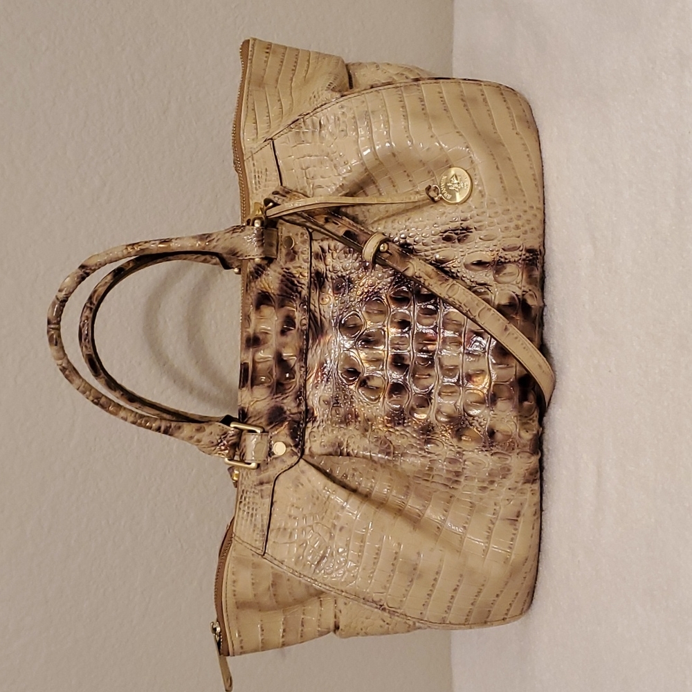 Brahmin Large Satchel Gold & Brown Bag